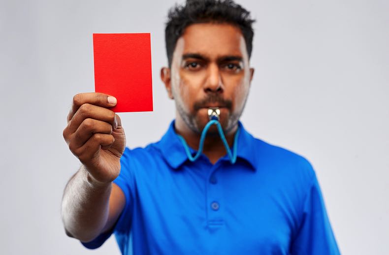 Red card in football
