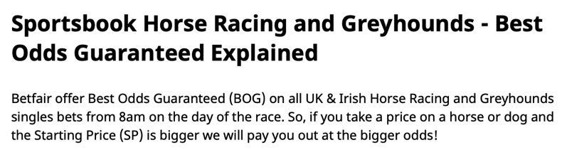 Betfair Best Odds Guaranteed